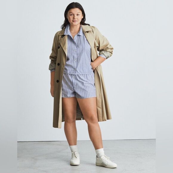 Everlane The Woven P.J. Top Cotton Blue Stripes Size XS NWT - Picture 4 of 7